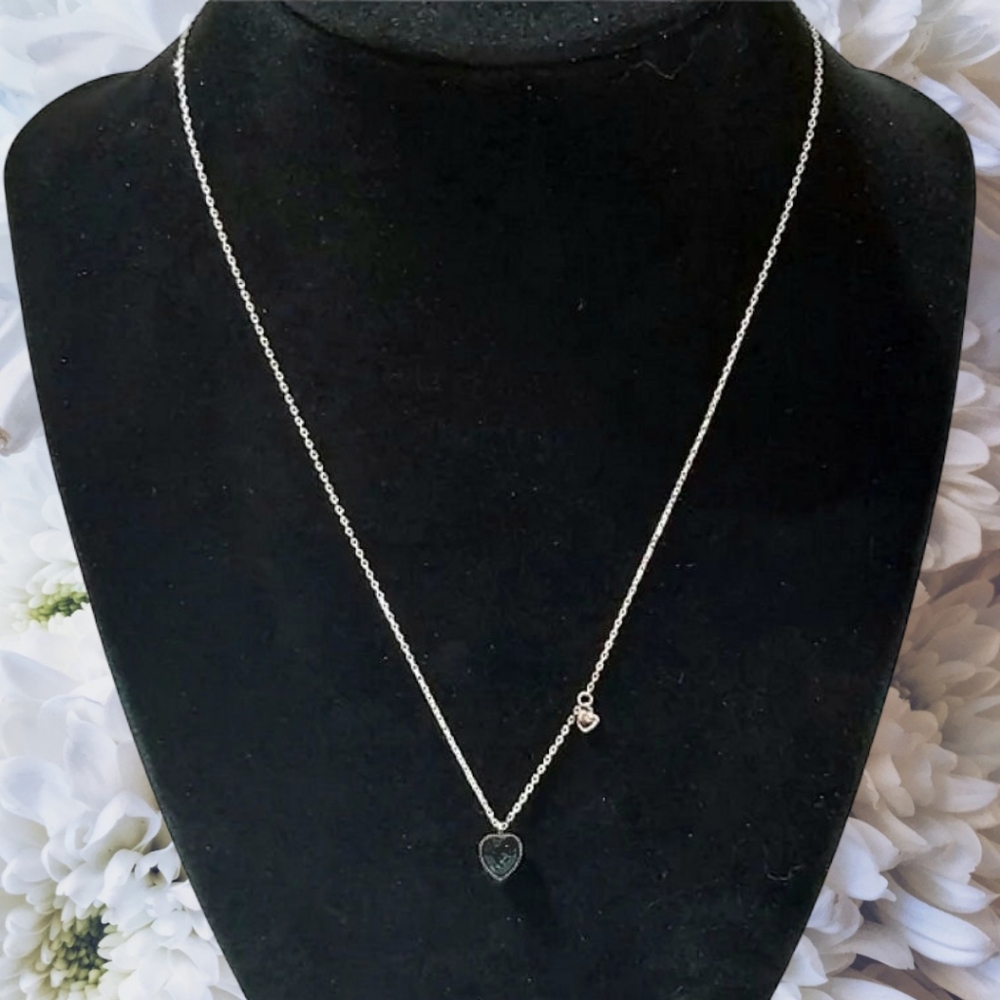 Sterling Silver Blue Swarovski Crystal Heart Pendant Necklace